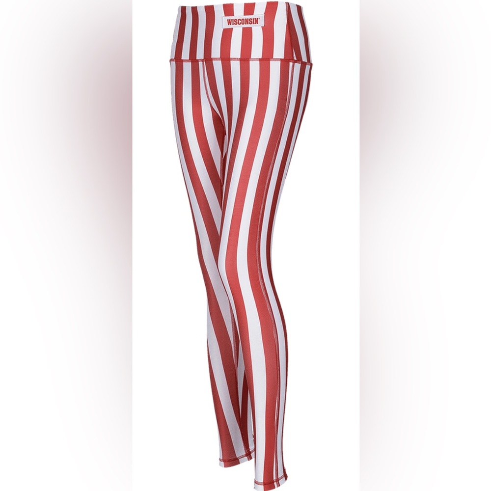 NWOT ZooZatz Womens‎ Wisconsin Red and White Sriped Leggings XL